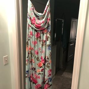 Light blue/seafoam flower print dress